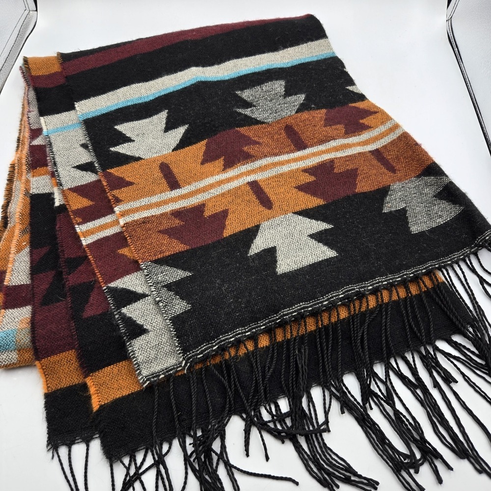 vintage rue 21 Etc! southwestern Boho fringe blanket scarf Y2K 27x70" One Size